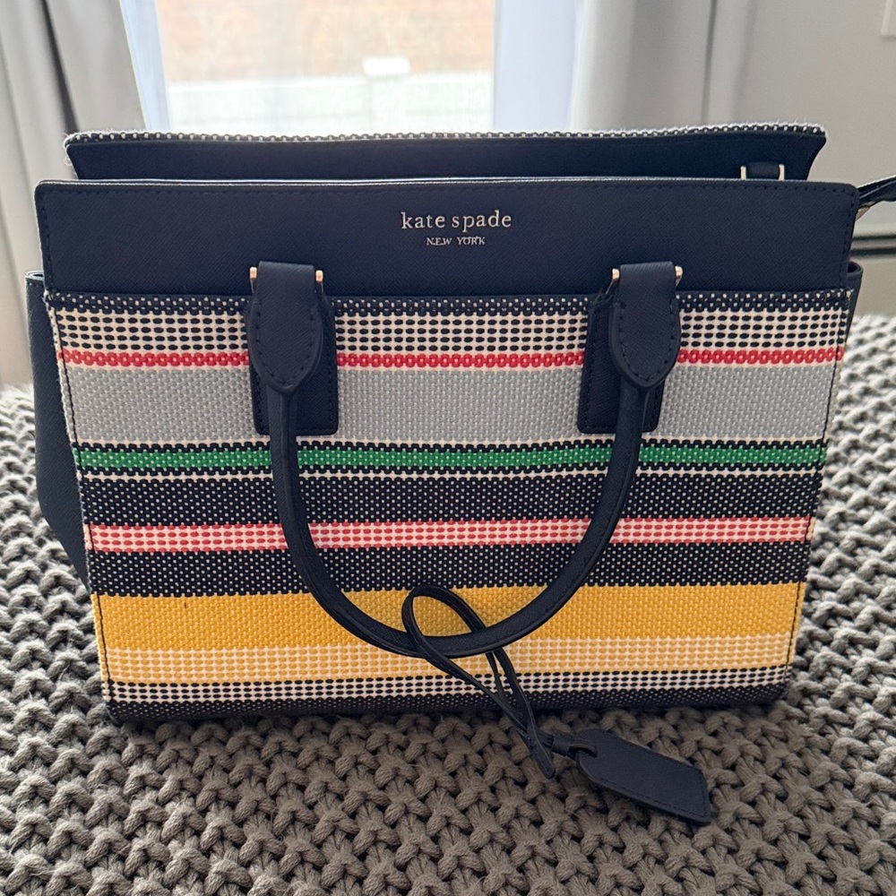 Kate Spade Striped Satchel with Black Accents
